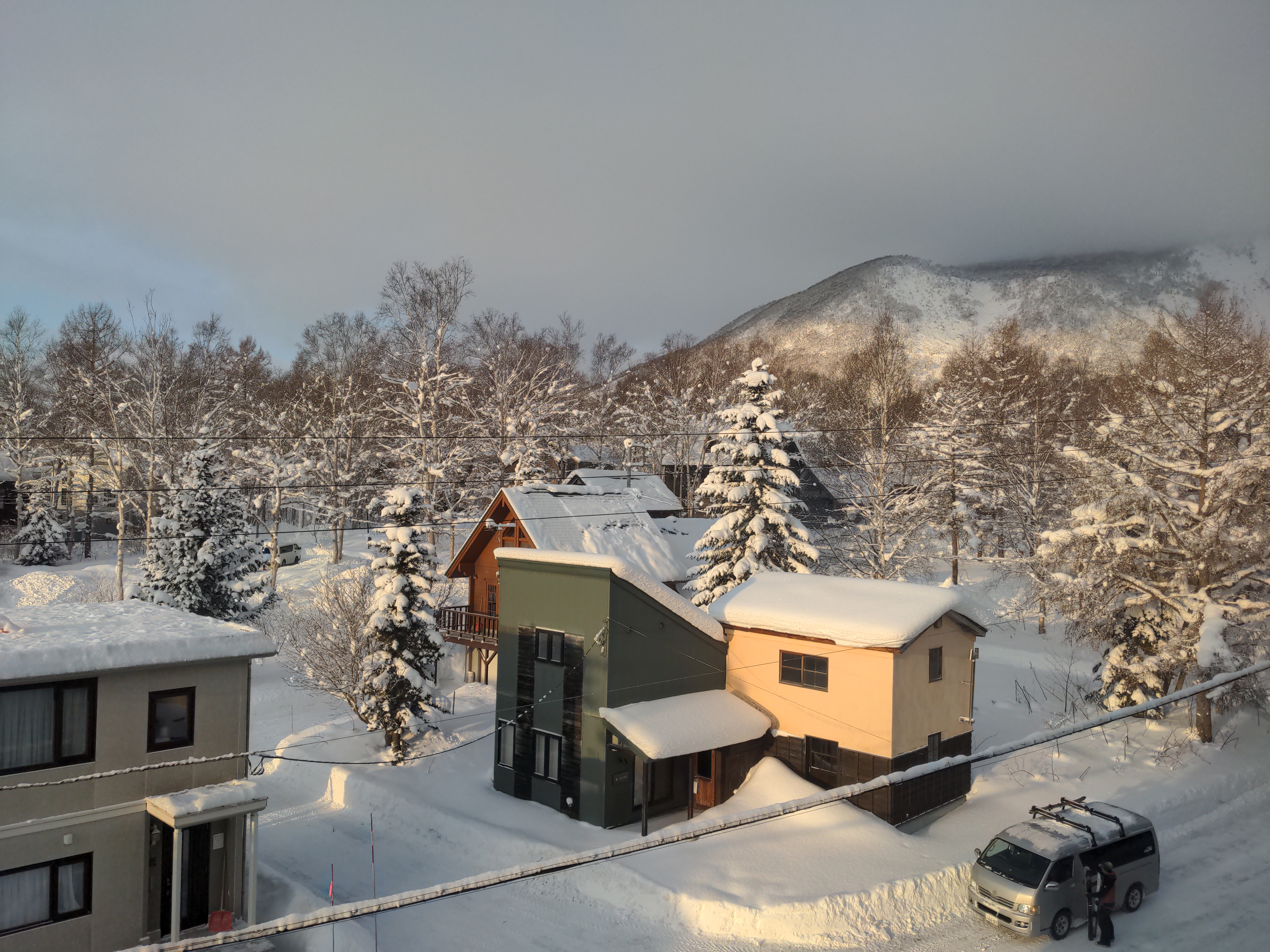 Snow over rooftops